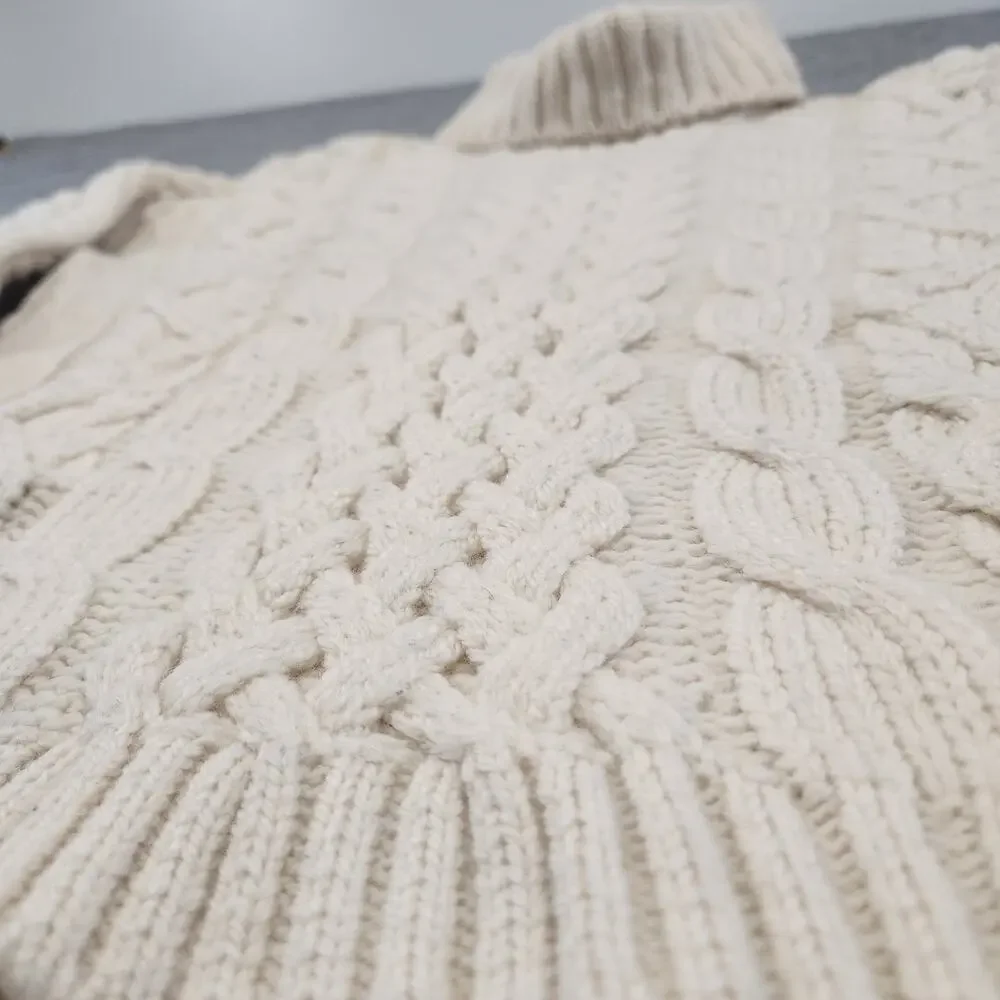 Peregrine Womens‎ S Small 100% Wool England Made Cableknit Turtleneck Sweater